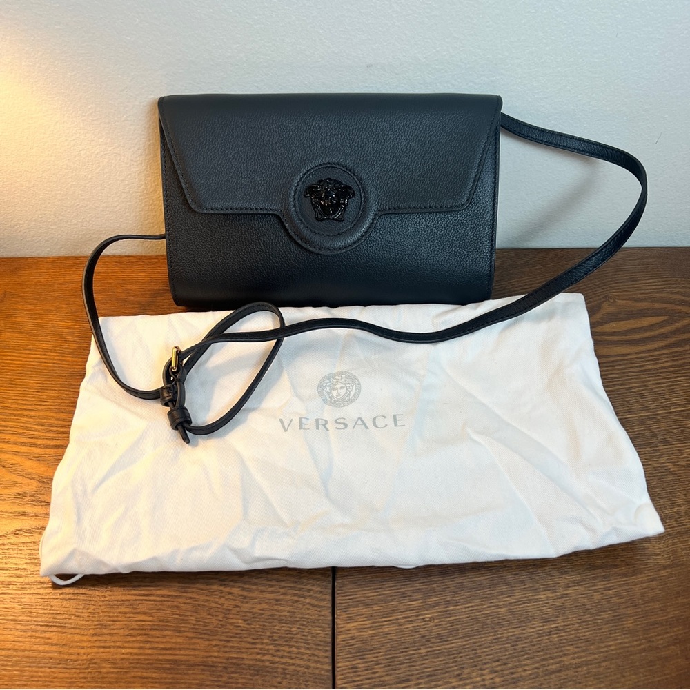 NWT - Versace La Medusa Leather Wallet on Strap